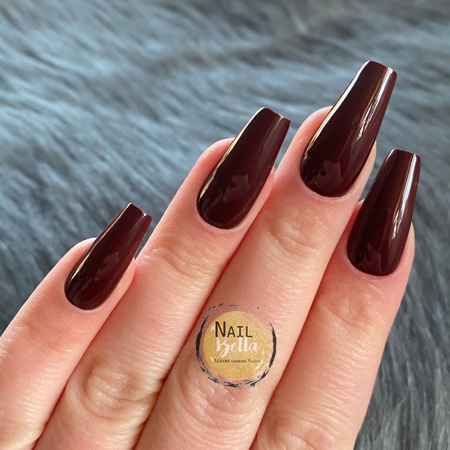 Dark Maroon Press On Nails / Mid Coffin / Long Coffin Fake Nails / False Nails / Glue On Nails / Long Coffin Nails / Press on Nails