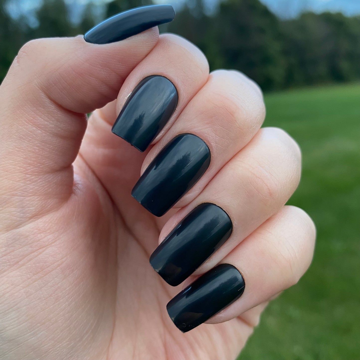 Short Black Press on Nail | Square Nails | Fake Nails | False Nails | Glue On Nails | Black Nails | Short Press on Nails | Ready to Ship