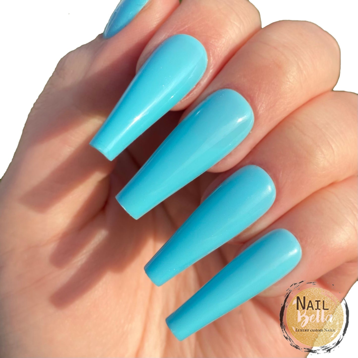 Bright Blue Long Tapered Coffin Press On Nails / Press Ons / Fake Nails / Nail Designs / Stick On Nails / Glue On Nails / Nails with Designs