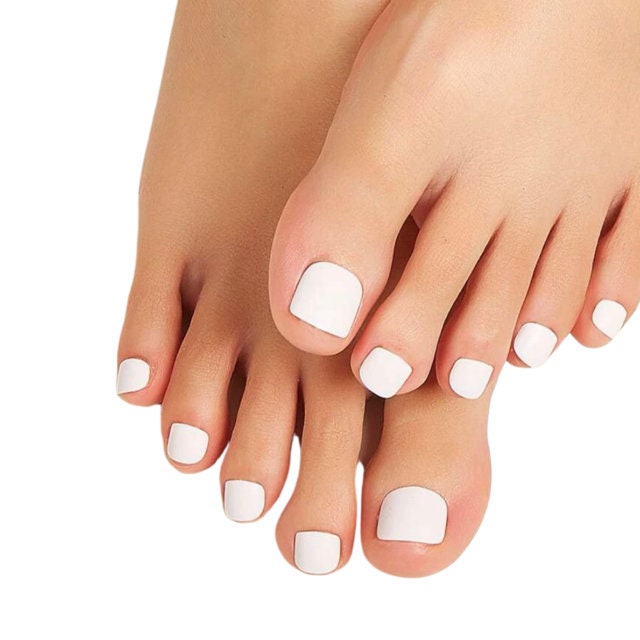 White Toe Nail Press on Nail | Fake Nails | False Nails | Glue On Nails | White Nails | Short Press on Nails