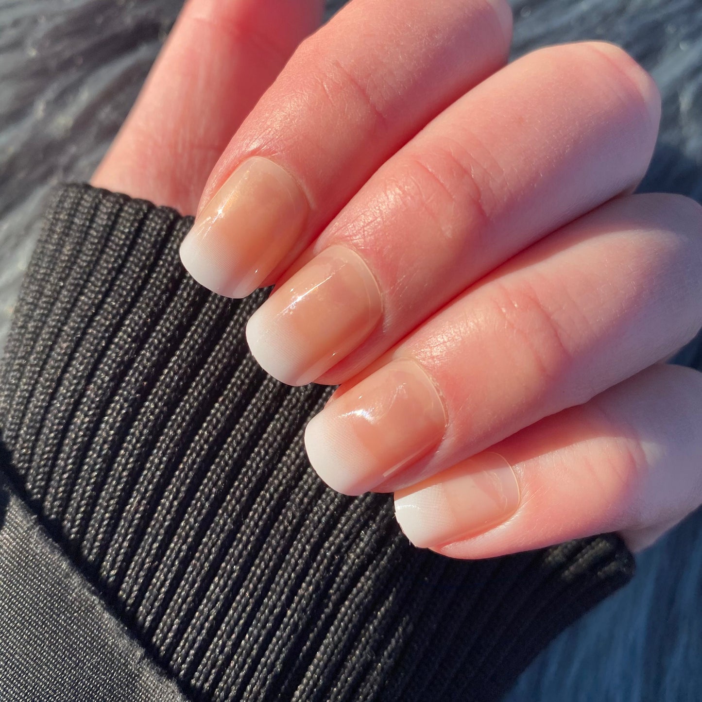 Glossy Short Square Nude to White Press on Nails | Short Press on Nails | False Nails | Glue On Nails | Short Nails | Fake Nails