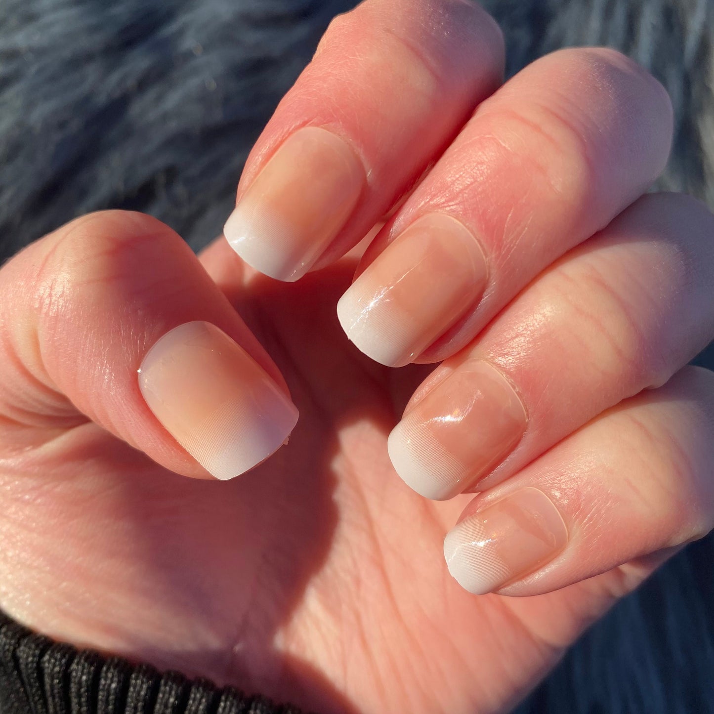 Glossy Short Square Nude to White Press on Nails | Short Press on Nails | False Nails | Glue On Nails | Short Nails | Fake Nails