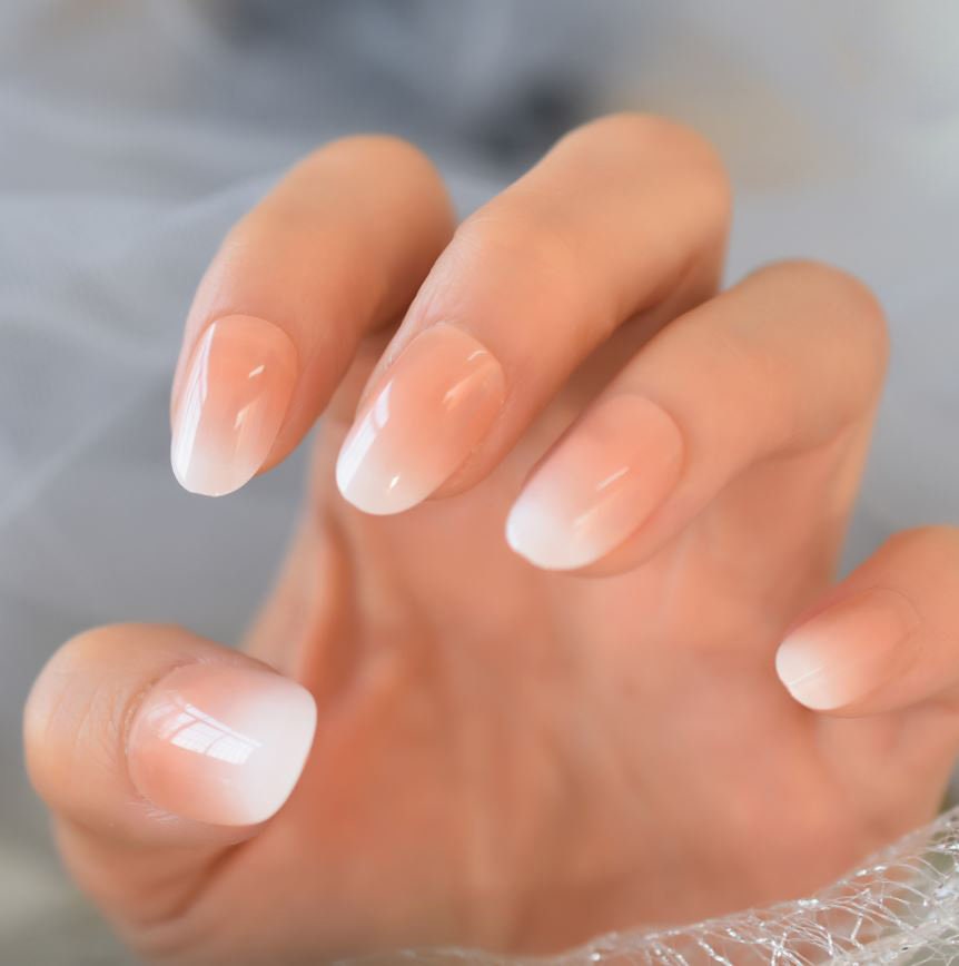 24pcs Short Oval Press on Nails / Fake Nails / False Nails / Glue On Nails / Ombre Nails / Short Press on Nails