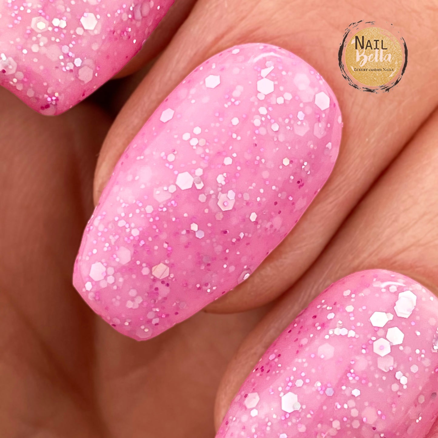 Pink Glitter Press on Nails | Fake Nails | False Nails | Glue On Nails | Gel Nails | REUSABLE Nails | Short Press on Nails