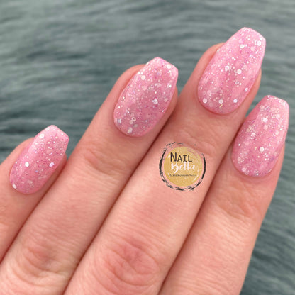 Pink Glitter Press on Nails | Fake Nails | False Nails | Glue On Nails | Gel Nails | REUSABLE Nails | Short Press on Nails