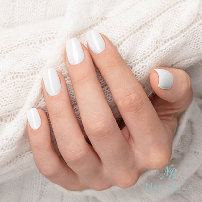 Pure White Custom Handmade Press-On Nails | Complete Kit for Easy Application & Long-Lasting Wear