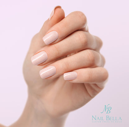 Blushing Bride Custom Handmade Press-On Nail Set  | Complete Kit for Easy Application & Long-Lasting Wear