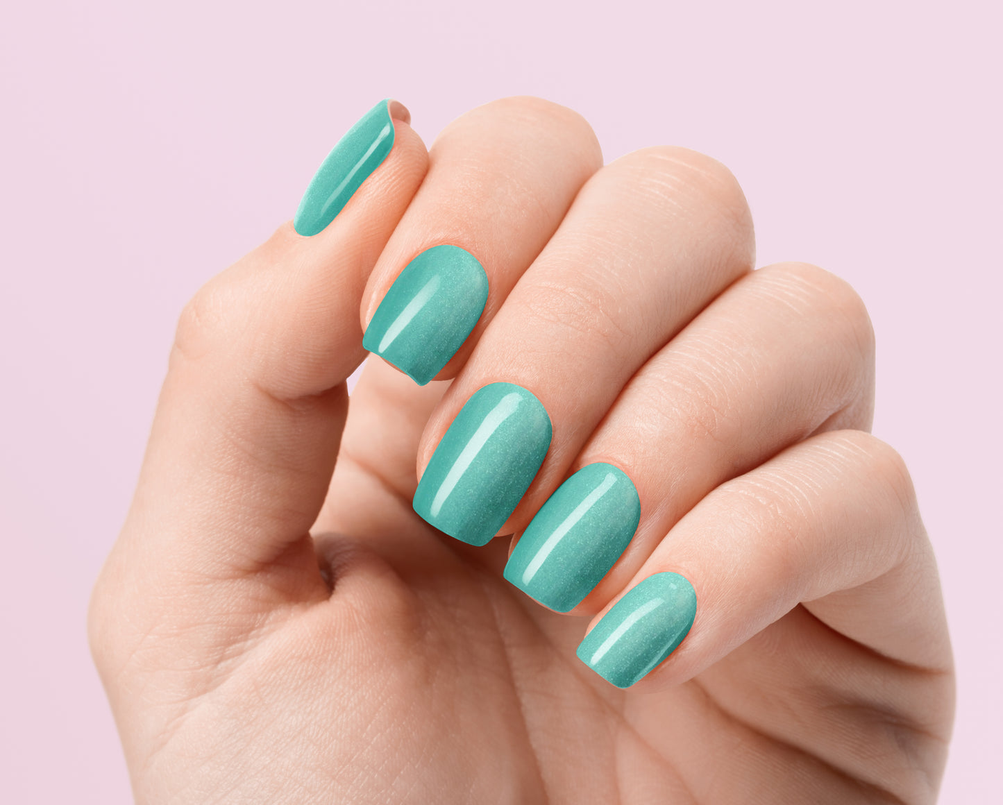Shimmery Turquoise Custom Handmade Press-On Nails | Complete Kit for Easy Application & Long-Lasting Wear