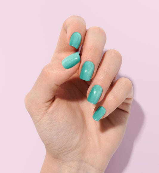 Shimmery Turquoise Custom Handmade Press-On Nails | Complete Kit for Easy Application & Long-Lasting Wear