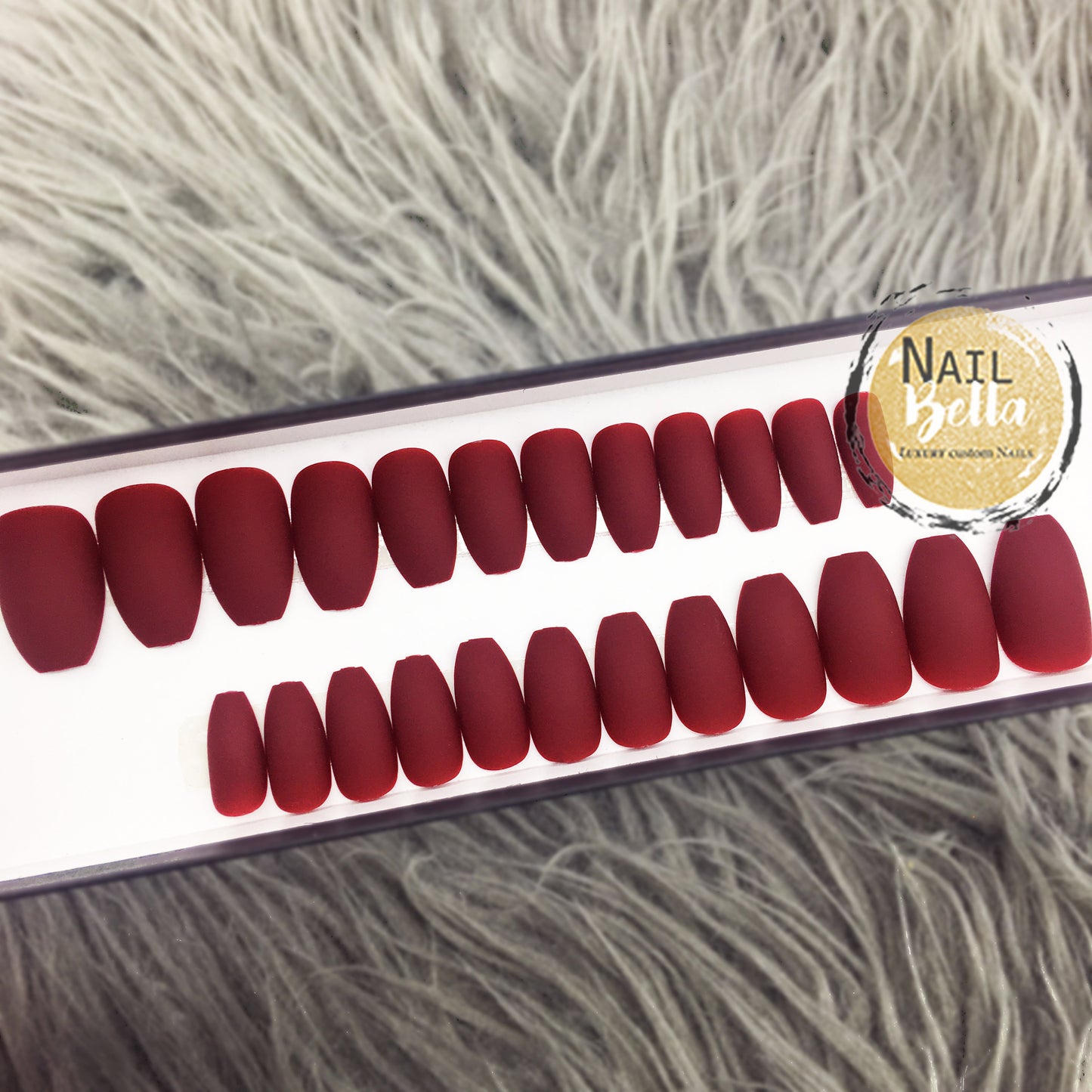 Short Coffin Maroon Press on Nails | Short Press on Nails | Press On Nails | Fake Nails | False Nails | Glue On Nails | Short Nails