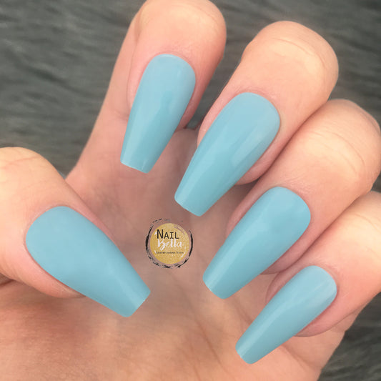 Medium Coffin Glossy Blue Press on Nail | Fake Nails | False Nails | Glue On Nails | Short Press on Nails | press on nails