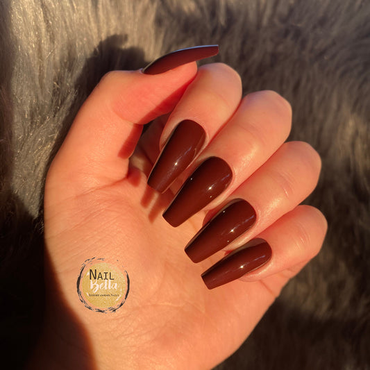 Dark Maroon Press On Nails / Mid Coffin  / Long Coffin Fake Nails / False Nails / Glue On Nails / Long Coffin Nails / Press on Nails