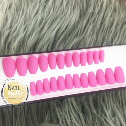 Pink Short Press on Nails Matte Short Coffin | Nails for Valentines Day | Pink Press On Nails | Fake Nails | False Nails | Glue On Nails