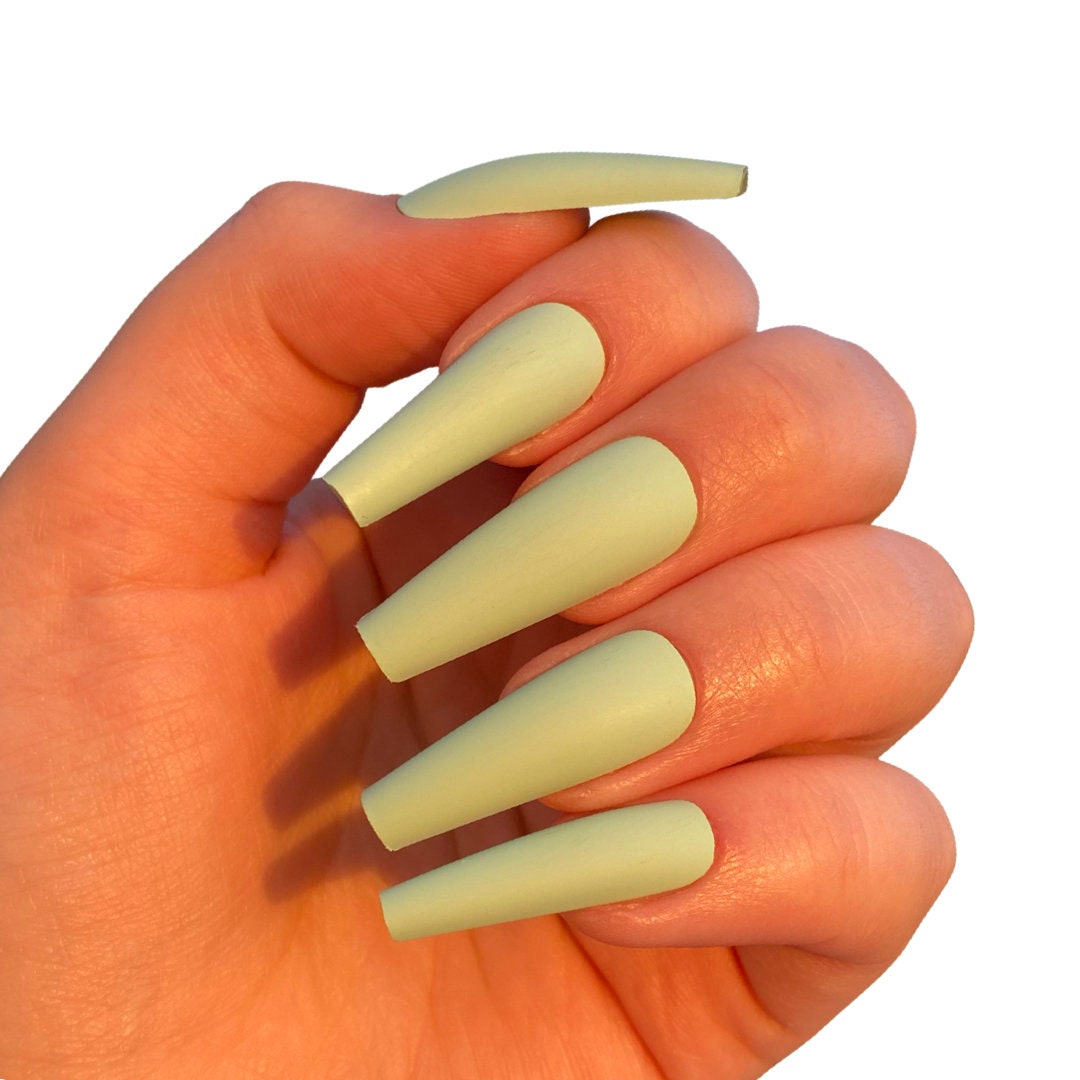 Long Coffin Mint Press on Nail | Ready to Ship | Fake Nails | False Nails | Glue On Nails | Press on Nails