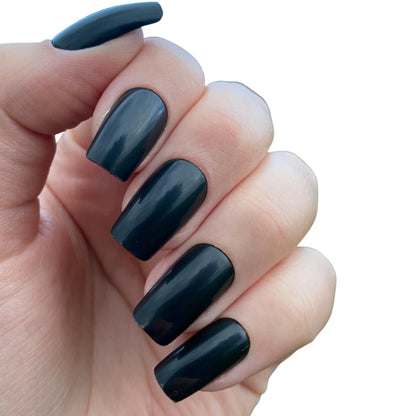 Short Black Press on Nail | Square Nails | Fake Nails | False Nails | Glue On Nails | Black Nails | Short Press on Nails | Ready to Ship
