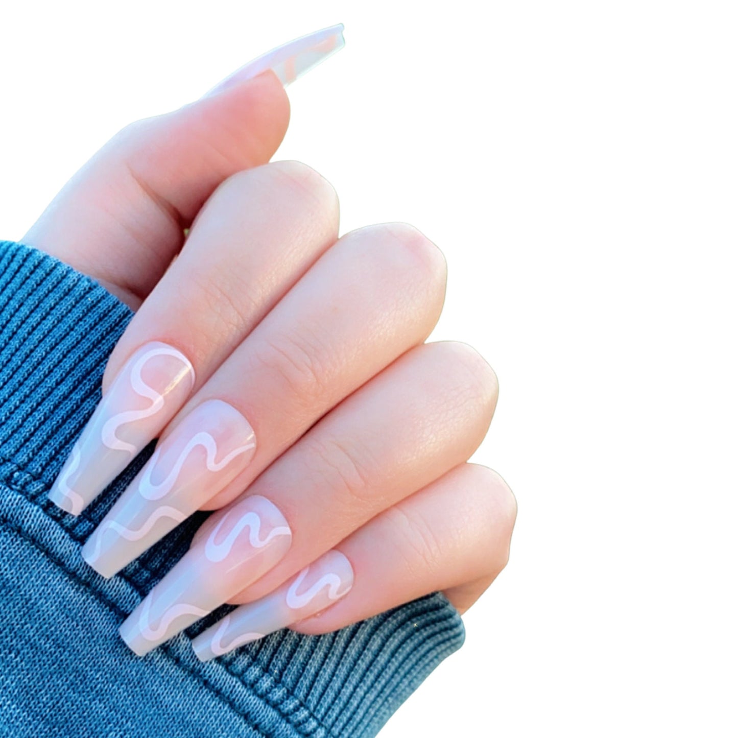 Long Coffin Pink Swirl Press on Nails | Fake Nails | False Nails | Glue On Nails | Pink Nails | Short Press on Nails | Ready to Ship Nails