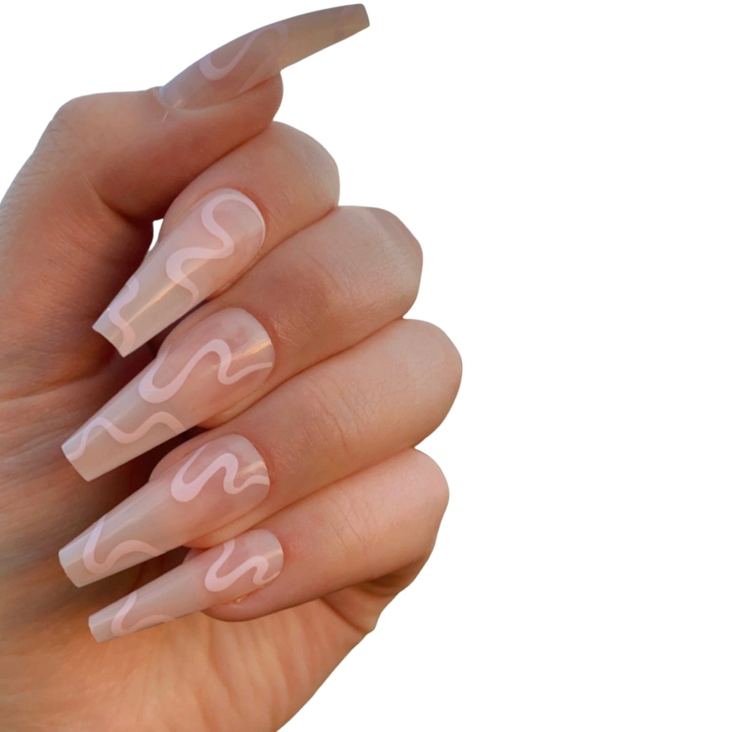 Long Coffin Pink Swirl Press on Nails | Fake Nails | False Nails | Glue On Nails | Pink Nails | Short Press on Nails | Ready to Ship Nails