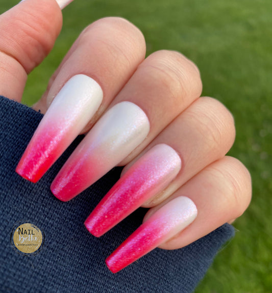 Pink Ombre Press on Nail | long coffin Fake Nails | False Nails | Glue On Nails | Ombre Nails | Long Press on Nails