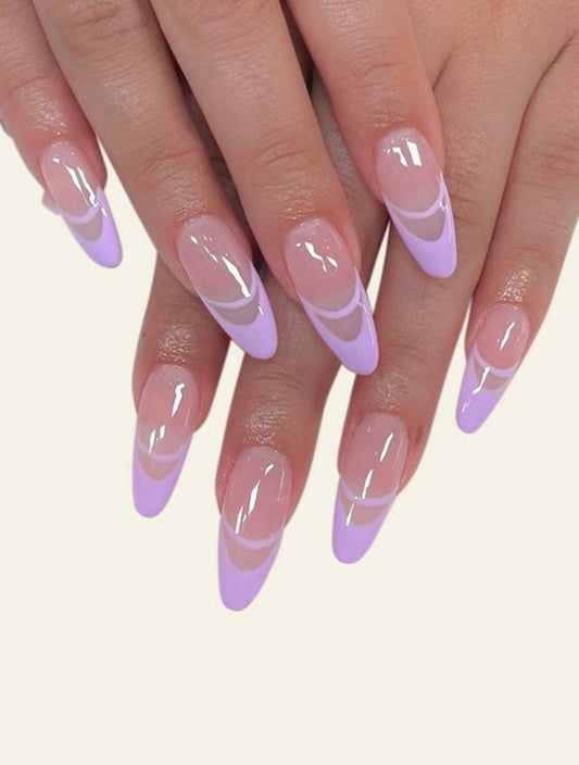 Purple French Tip Press on Nail / Ready to Ship/  Fake Nails / False Nails / Glue On Nails / Ombre Nails / Short Press on Nails