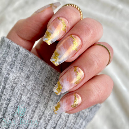 Nude Marble Press On Nails, 28 pcs, Mid Coffin Nails, Fake Nails, Glue On Nails, Press On, Nails with Designs, Coffin Nails, Stick On Nails