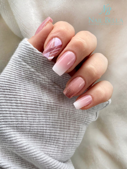 Pink Ombre Press on Nail | Fake Nails | False Nails | Glue On Nails | Pink Ombre Nails | Short Press on Nails