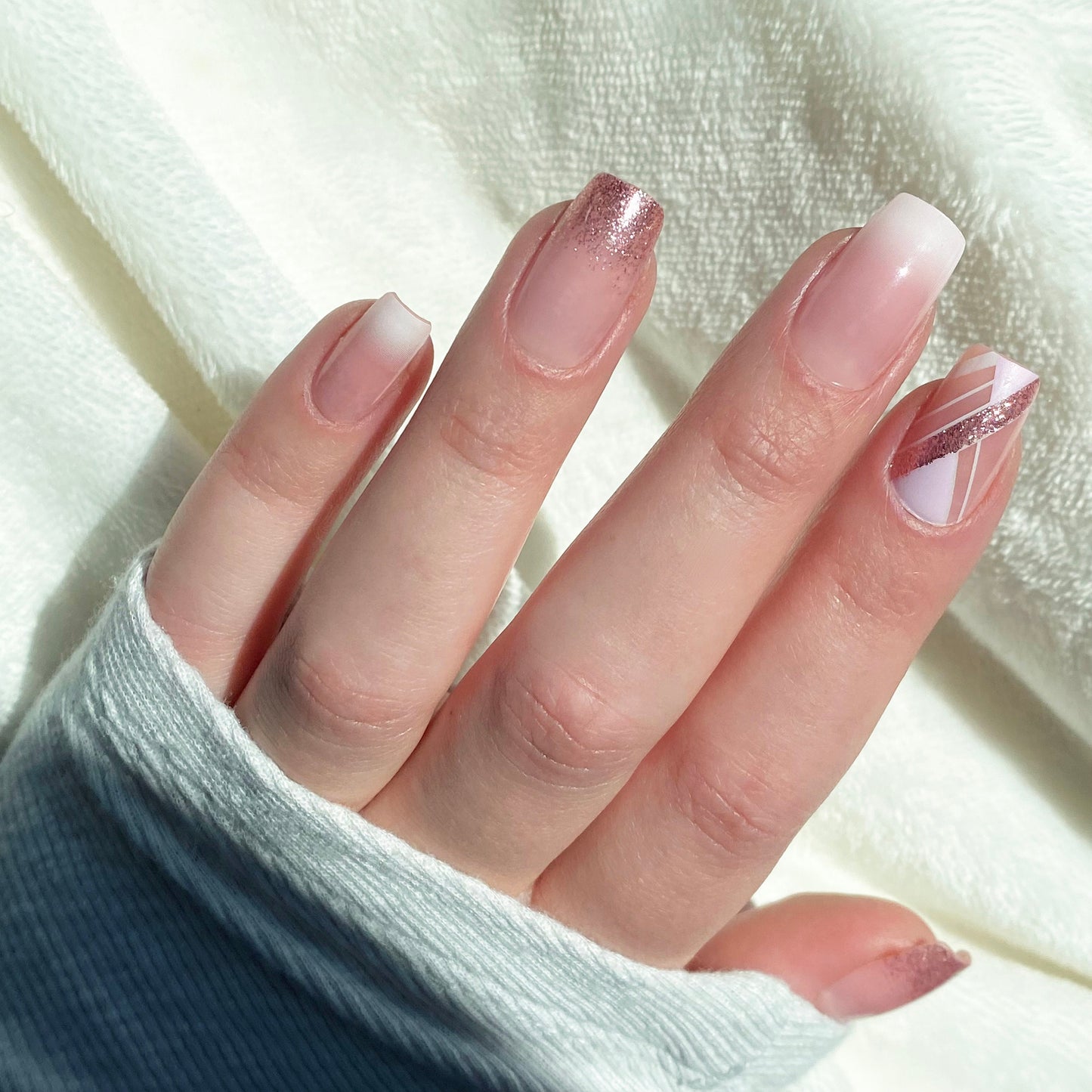 Pink Ombre Press on Nail | Fake Nails | False Nails | Glue On Nails | Pink Ombre Nails | Short Press on Nails