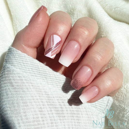 Pink Ombre Press on Nail | Fake Nails | False Nails | Glue On Nails | Pink Ombre Nails | Short Press on Nails