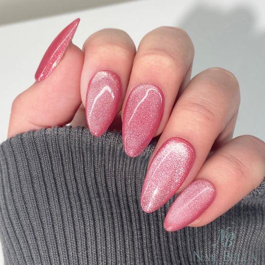 Pink Glass Custom Handmade Press-On Nails | Complete Kit for Easy Application & Long-Lasting Wear