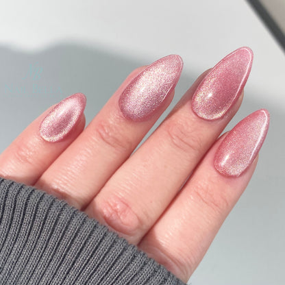 Pink Glass Custom Handmade Press-On Nails | Complete Kit for Easy Application & Long-Lasting Wear