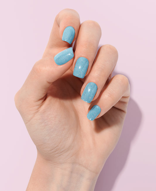 Iridescent Ocean Blue Custom Handmade Press-On Nails | Complete Kit for Easy Application & Long-Lasting Wear