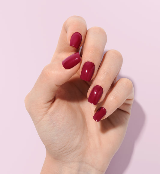 Rich Crimson Red Custom Handmade Press-On Nails | Complete Kit for Easy Application & Long-Lasting Wear